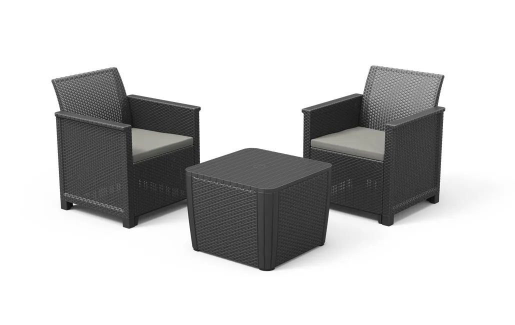 Salon de jardin Tahiti 2 places  - Graphite