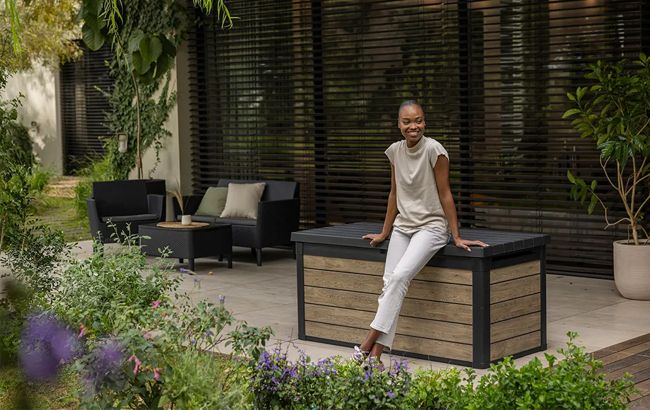 Signature Ashwood Brown 150 Gallon Storage Deck Box - Keter US