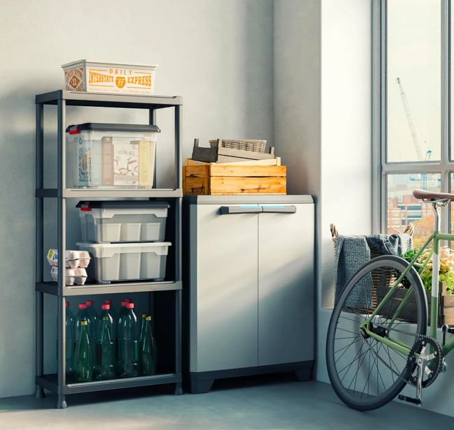 Plus Lagerregale – 4 Böden – 2 Stück - Schwarz/Grau