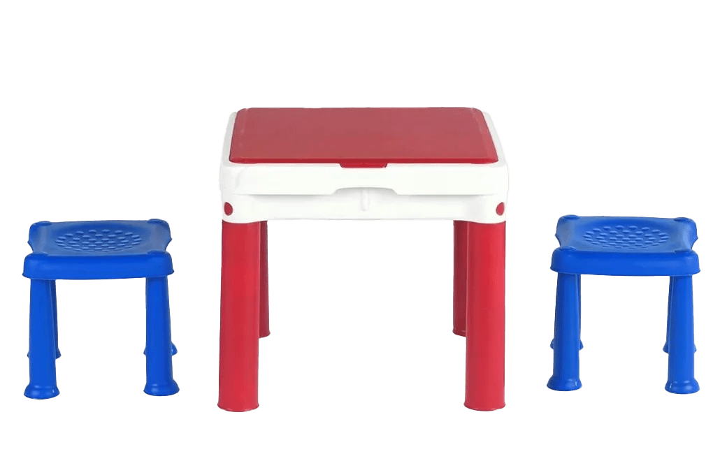 שולחן משחק ויצירה לילדים עם 2 שרפרפים - אדום