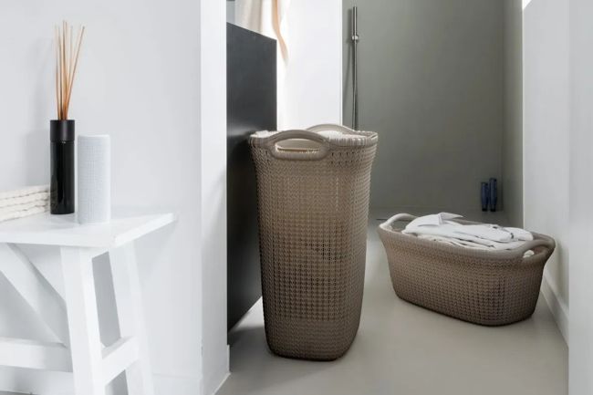 סל כביסה סרוג 57 ליטר - חום