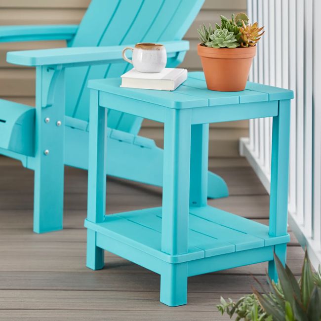 Deluxe Teal Outdoor Adirondack Side Table - Keter US