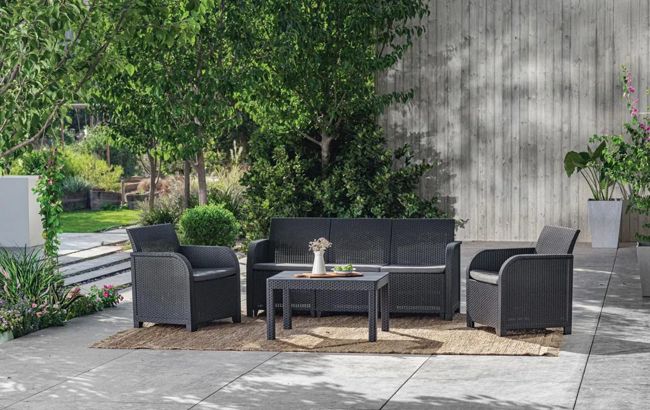 מערכת ישיבה רוסלי טריפל - ספה תלת מושבית - אפור כהה