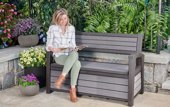 ספסל אחסון הדסון 227 ליטר - אפור כהה