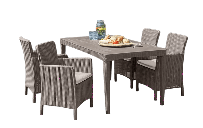 פינת אוכל ג'ירונה- שולחן ו 6 כיסאות  - קפוצ'ינו