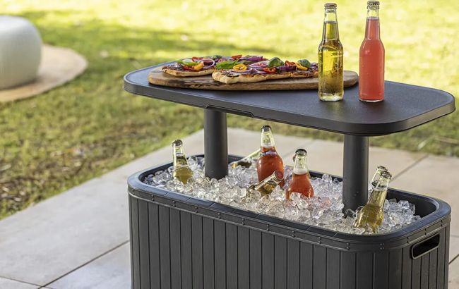 בר משקאות נייד- בווי בר- Bevy Bar בניראות עץ - אפור כהה