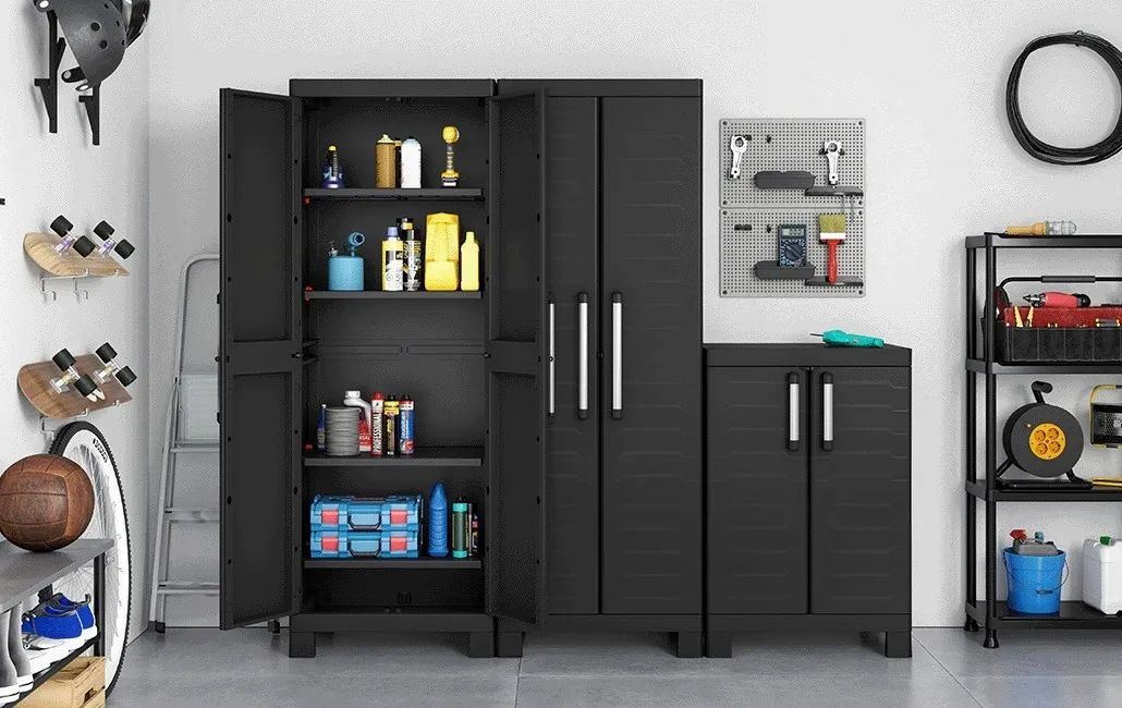 Armario alto de resina Detroit - 182x45x65 cm. - Negro