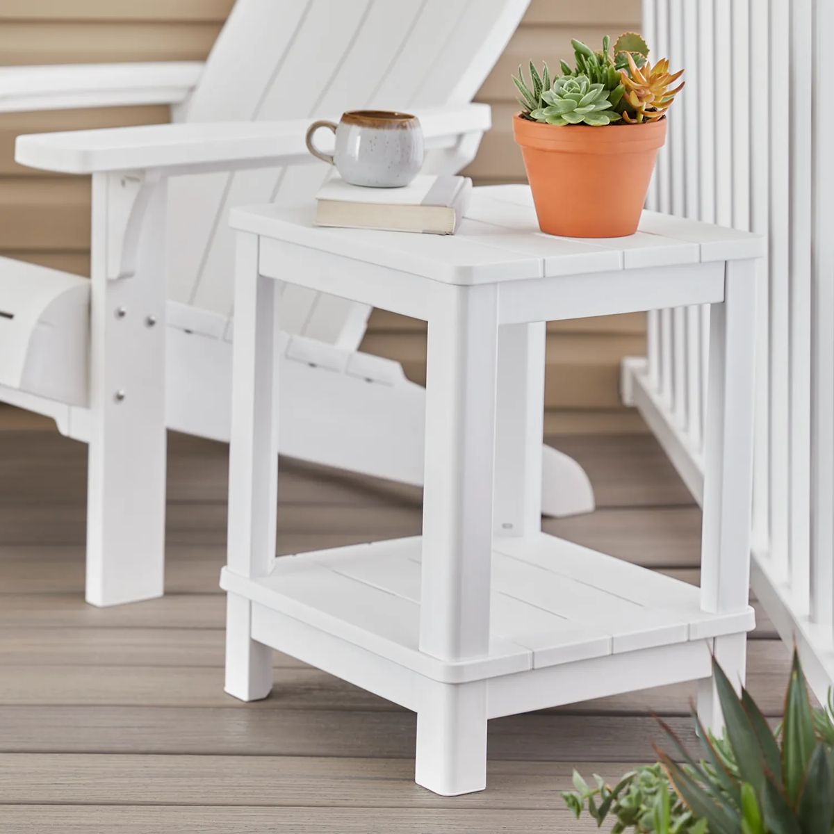 Deluxe Adirondack Two Tier Side Table - White - Keter US