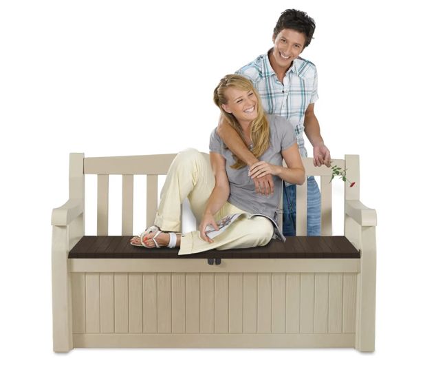 ספסל אחסון עדן 265 ליטר - בז'+חום