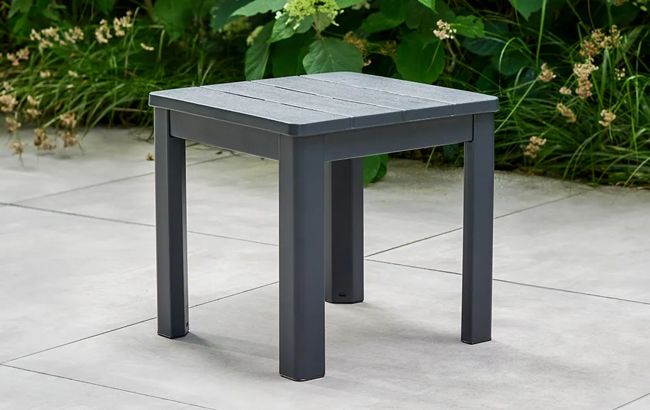 Graphite Chaise Square Small Outdoor Side Table - Keter US