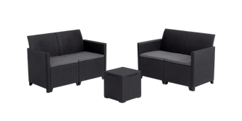 Marie 4 Seater Double Lounge Set  - Grey - Outdoor Furniture
