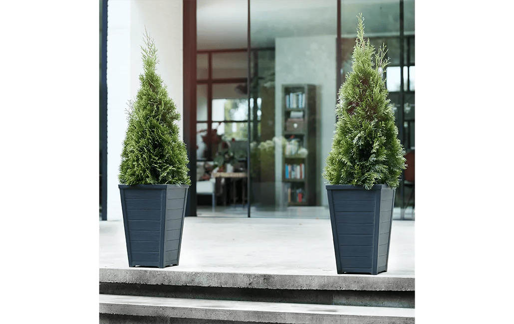 Taper Square Planter 37cm Set of 2 - Graphite