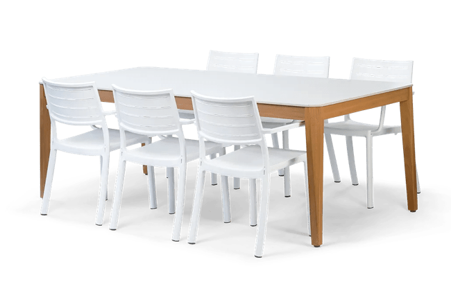 שולחן אוכל ספיר - לבן-קרם