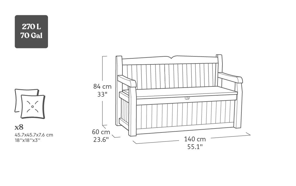 Eden 265L Aufbewahrungsbank - 