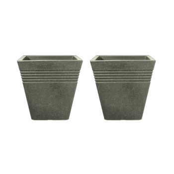 Piazza Square Planter 34cm Set of 2 - Marble Green - Planters