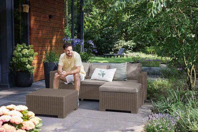 California 3 Seater Chaise Longue Lounge Set - Cappuccino