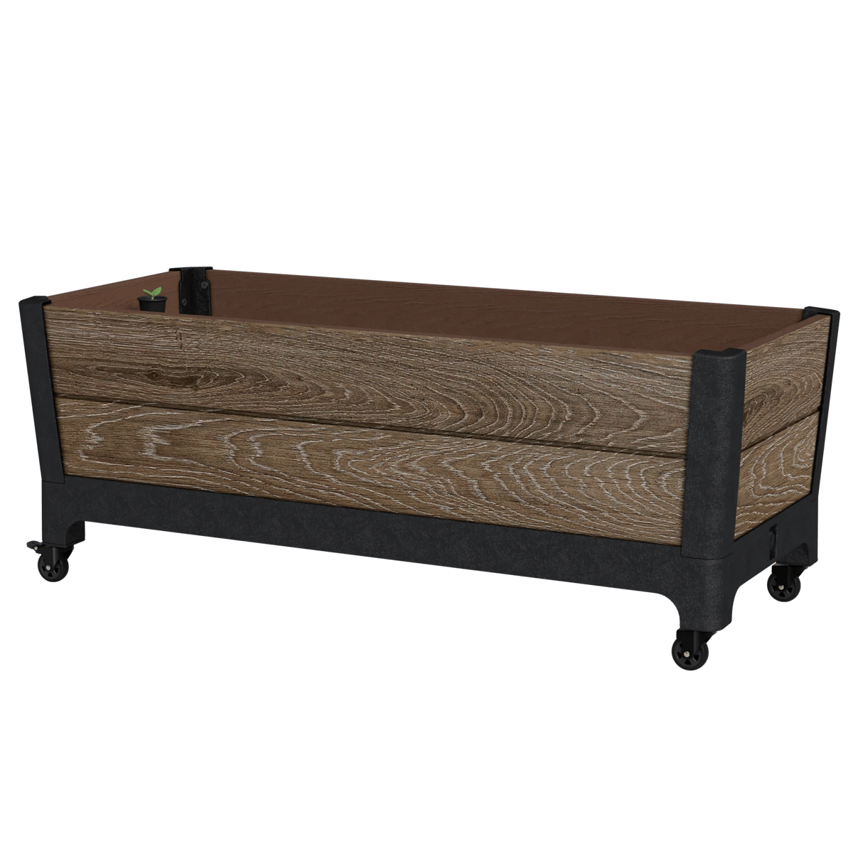 Signature Rolling Planter Mobile Garden Bed - Walnut Brown - Keter US