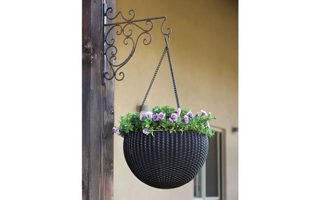 עציץ בסגנון ראטן נתלה 939 - אפור כהה