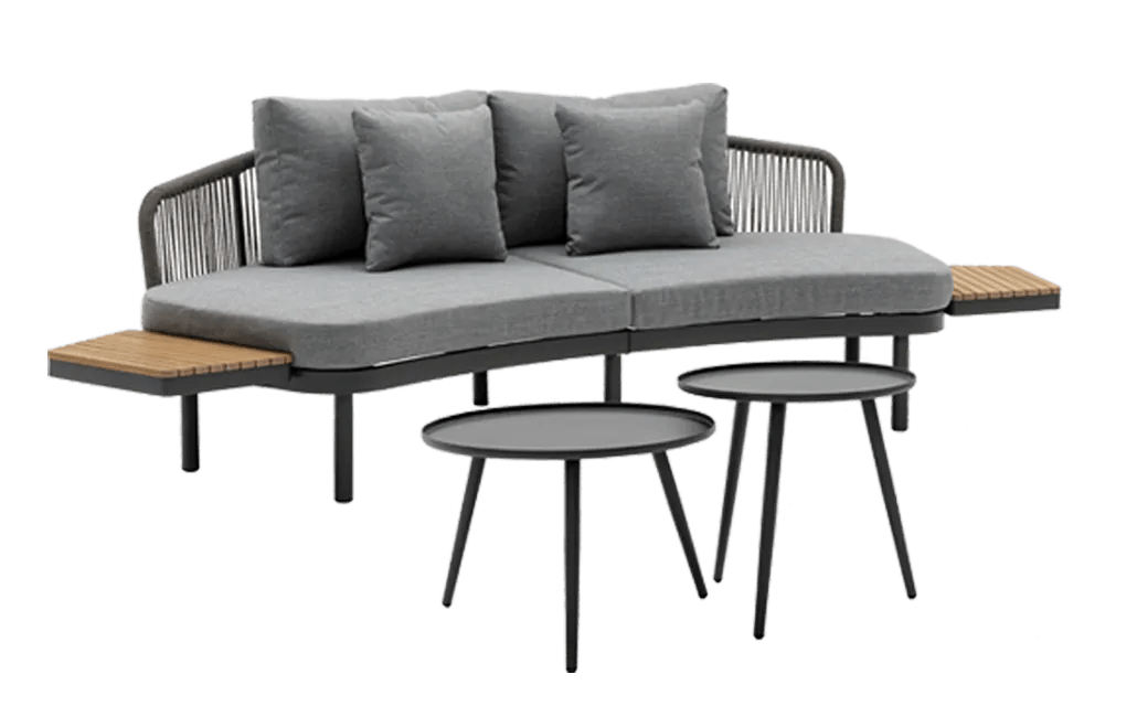 סט רביצה מרקש אפור ,ספה + שולחן קפה 50+שולחן קפה 60