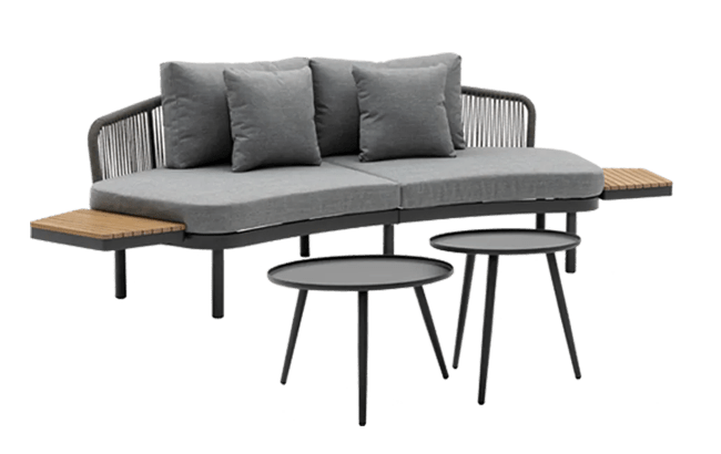 סט רביצה מרקש אפור ,ספה + שולחן קפה 50+שולחן קפה 60