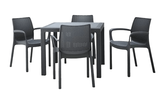 פינת אוכל נירוונה 4 כיסאות - אפור כהה