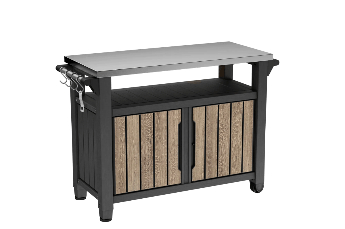 Unity XL Ashwood Outdoor Kitchen Cart With Storage - Keter US