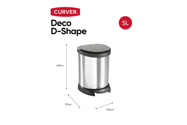 פח אשפה דקו עם פדל 5 ליטר - כסוף