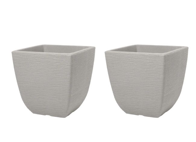 Cotswold Square Planter 32cm Set of 2 - Limestone Grey