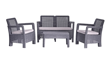 Conjunto de exterior de 4 plazas Tarifa - Gris - Conjunto de sofás, sillones y mesa