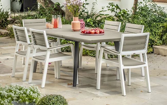 Pack de 2 sillas de exterior con reposabrazos Harmony - Capuchino