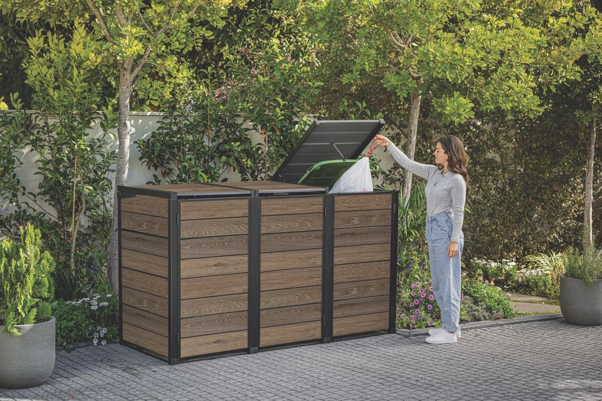 Signature Hide Away Containerberging - 3x240L - Walnut