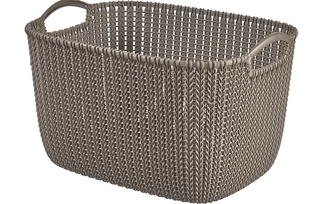 סל אחסון מלבני קלוע - 19 ליטר - חום