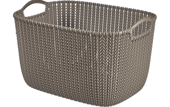 סל אחסון מלבני קלוע - 19 ליטר - חום - סלי כביסה וגיגיות דמוי ראטן