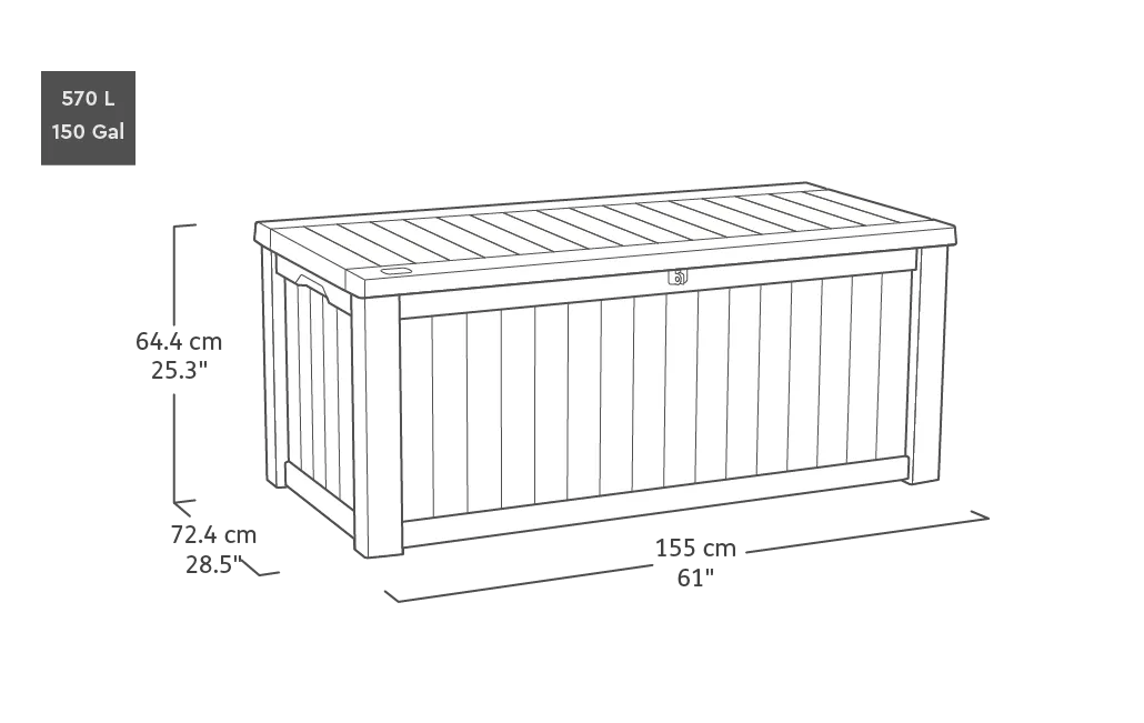 Rockwood 150 Gallon Deck Box - Grey - Keter Canada