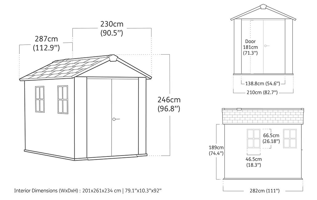 Caseta de exterior Newton Plus 759 - 230x287x246 cm y 5,7 m2