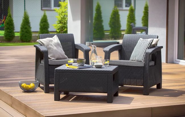 מערכת ישיבה קורפו בלקוני - אפור כהה