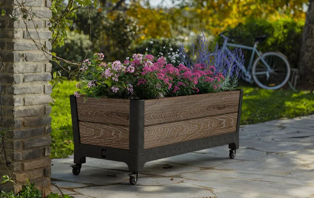 Signature Rolling Planter Mobile Garden Bed - Walnut Brown - Keter US