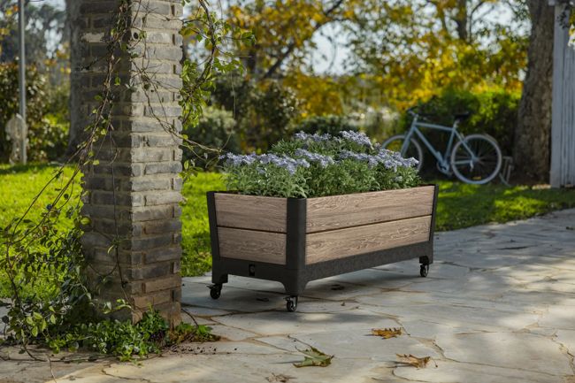 Signature Rolling Planter Mobile Garden Bed - Ashwood Brown - Keter US