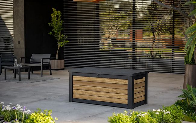 ארגז אחסון דקו 165 גלון | Carton - דמוי עץ בגווני חום