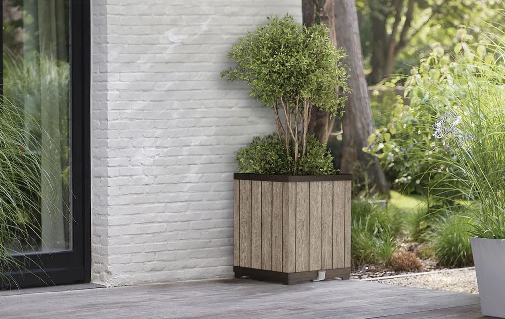 Signature Vierkante Hoge Plantenbak - 45.5x45.5x55cm - Ashwood