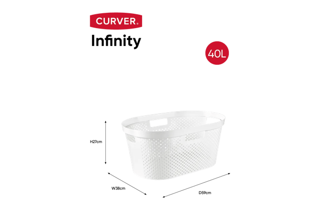 סל כביסה אינפיניטי 40 ליטר - לבן