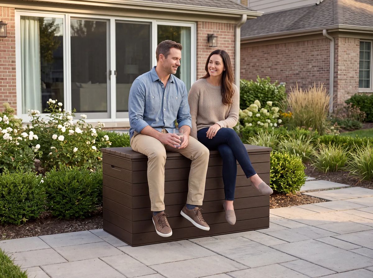 Astoria 150 Gallon Deck Box - Brown - Keter US