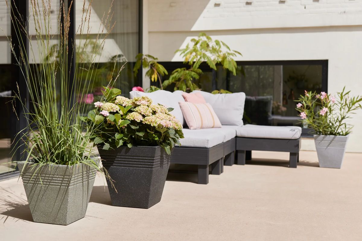 Piazza Square Planter 34cm Set of 2 - Granite