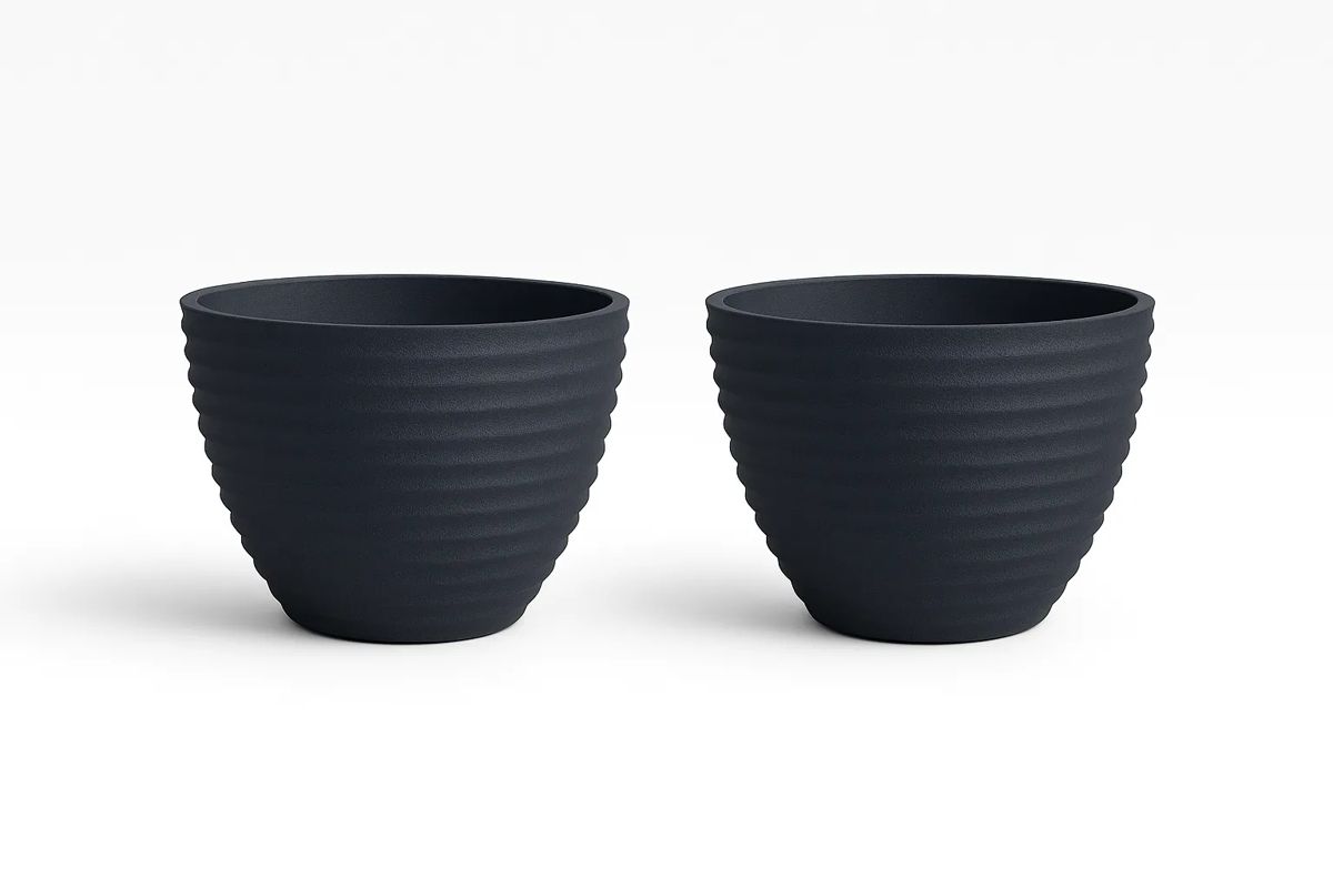 Honey Pot Low Planter 37cm Set of 2 - Millstone Grey