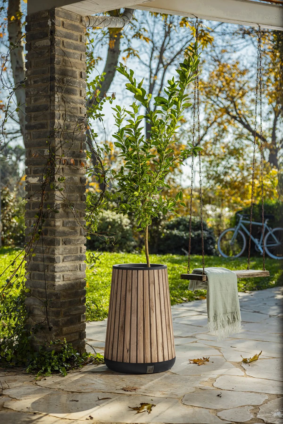 Self Watering Pine Brown Conical Tall Planter - Keter US