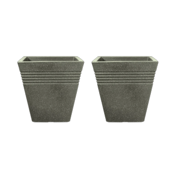 Piazza Square Planter 40cm Set of 2 - Marble Green - Planters