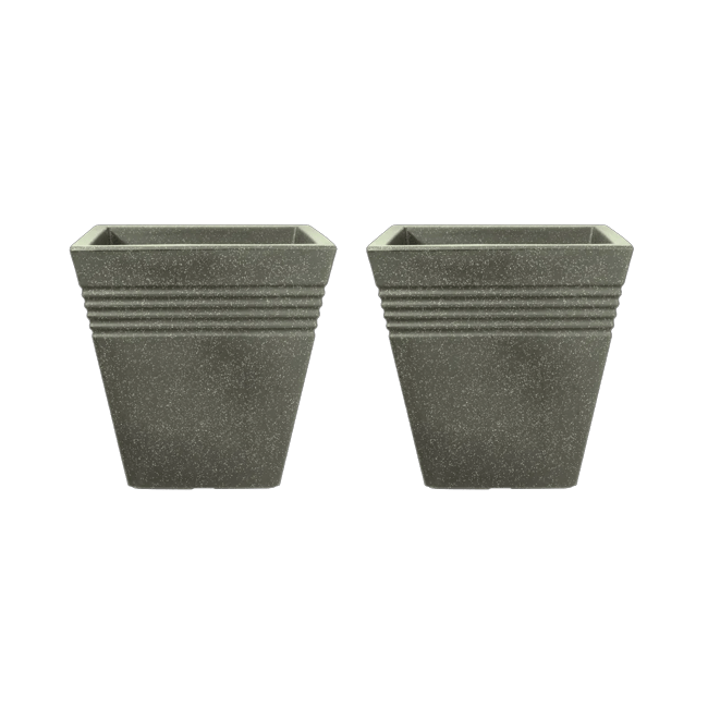 Piazza Square Planter 40cm Set of 2 - Marble Green