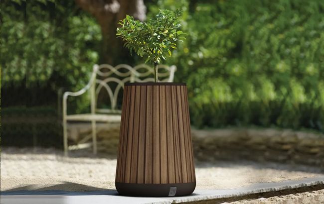Self Watering Rosewood Brown Conical Tall Planter - Keter US
