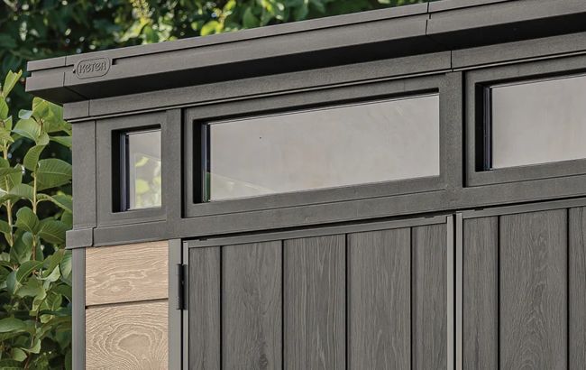 Signature Ashwood Brown Medium Storage Shed - 7x7 Shed - Keter US