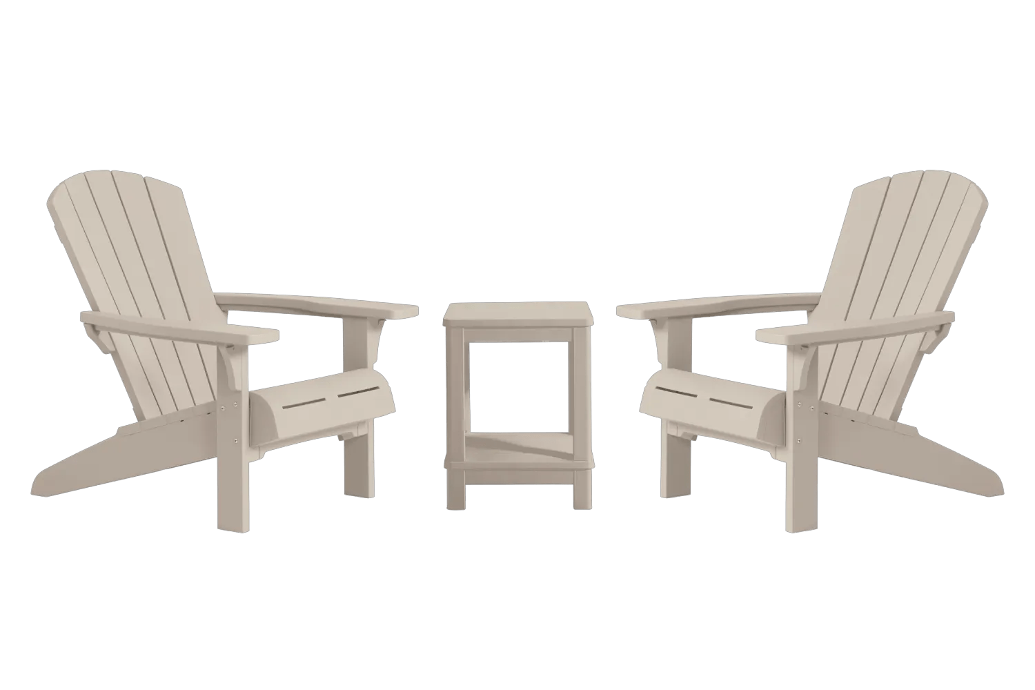 Troy Adirondack Tuinstoelen met Deluxe Bijzettafel - Soft Beige